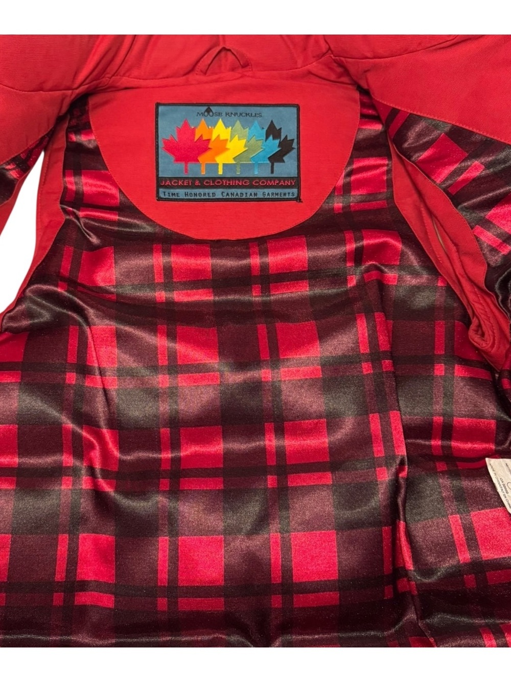 Moose Knuckles Red Puffer Vest with Black Yoke - Picture 3 of 4
